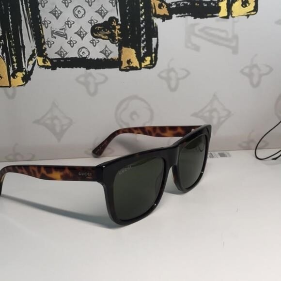 Gucci Tortoise Shell Sunglasses with Green Lenses GG0158SN 002 - Picture 7 of 12